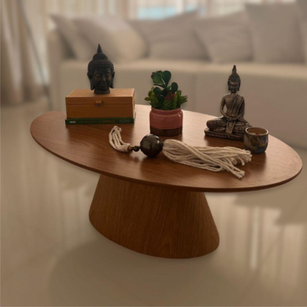 Mesa De Centro Cone Oval 120x90 Cm Base Madeira Freijó Tampo Freijó - 3