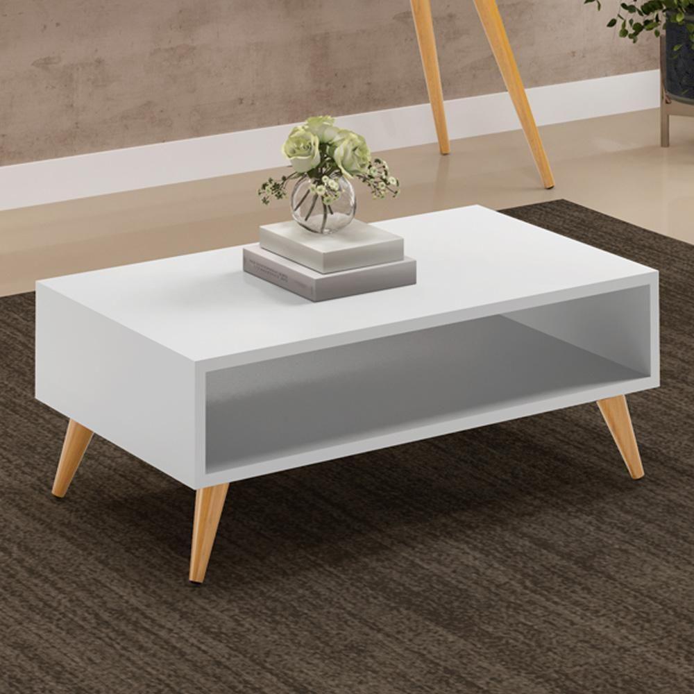 Mesa De Centro Para Sala De Estar Pés Palito Cannes L03 Branco - 3