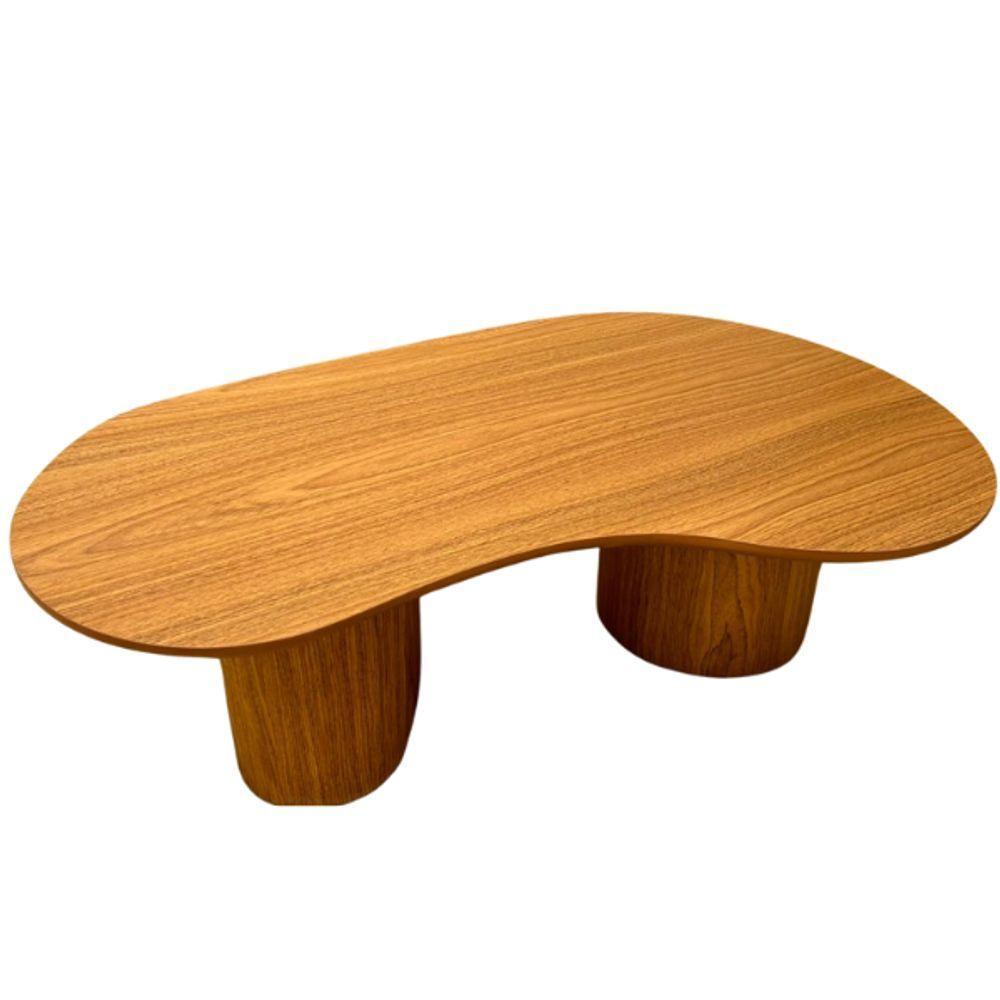 Mesa De Centro Cone Orgânica Oval 120x80 Cm Com 2 Base Madeira Freijó Tampo Freijó - 4