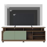 Rack Bancada Jurere Para Tv Até 75 Polegadas Com Rodízios Amendoa-hortela Amendoa-hortela - 2