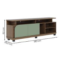 Rack Bancada Jurere Para Tv Até 75 Polegadas Com Rodízios Amendoa-hortela Amendoa-hortela