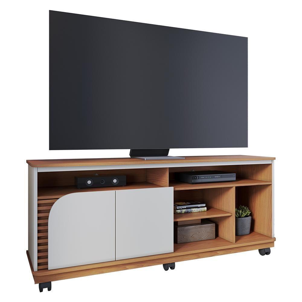 Rack Bancada Para Tv Até 65 Polegadas Com Rodízios Freijo-off White Matte Freijo-off White Matte - 1