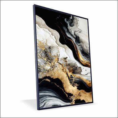 Quadro Marmorizado Chique Canvas Com Vidro Tamanho-moldura 70x50 Caixa Cor Preta