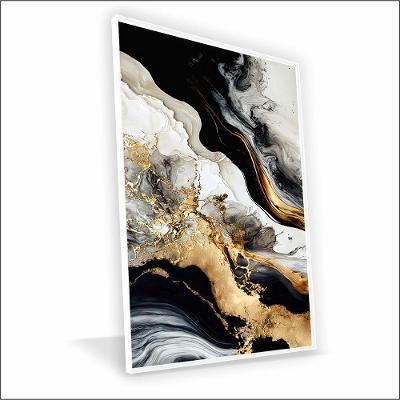 Quadro Marmorizado Chique Canvas Com Vidro Tamanho-moldura 20x30 Caixa Cor Branca