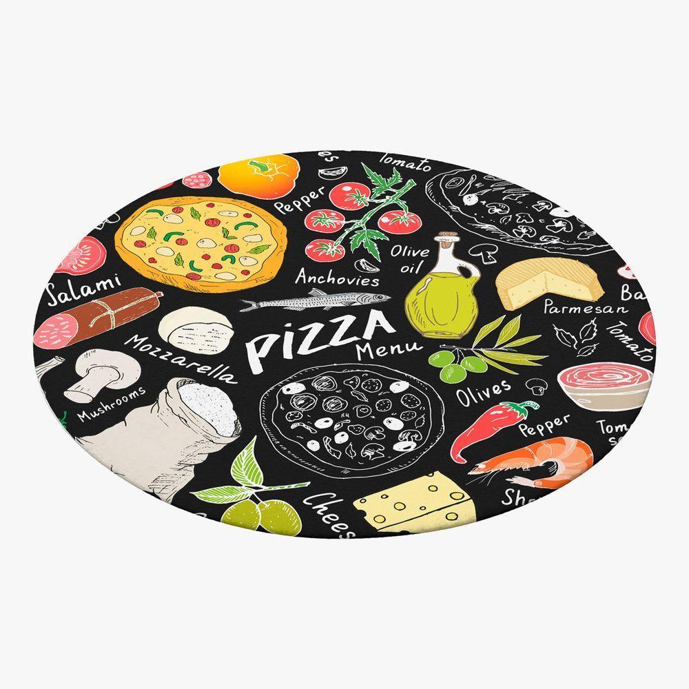 Kit Capa De Sousplat Estampado Com Guardanapos Mesa Posta Jogo Americano 04 Lugares - Decoração Cozinha Cor Pizza Preto - 4