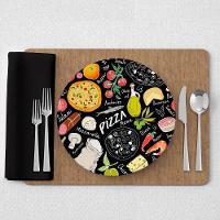 Kit Capa De Sousplat Estampado Com Guardanapos Mesa Posta Jogo Americano 04 Lugares - Decoração Cozinha Cor Pizza Preto - 1