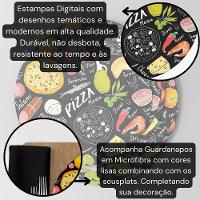 Kit Capa De Sousplat Estampado Com Guardanapos Mesa Posta Jogo Americano 04 Lugares - Decoração Cozinha Cor Pizza Preto - 2