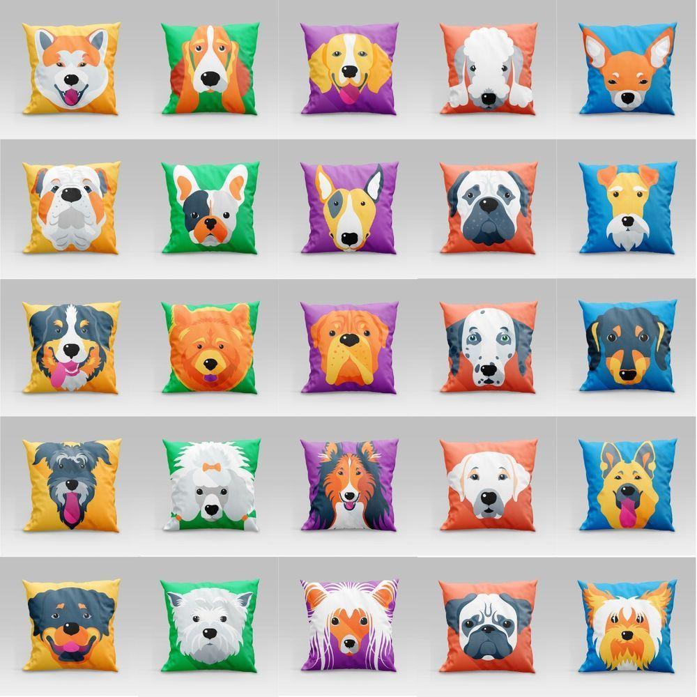 Capa De Almofada Estampada Pet Dog Em Veludo Suede 45cm X 45cm Raças Cachorros Pastor Alemão - 2