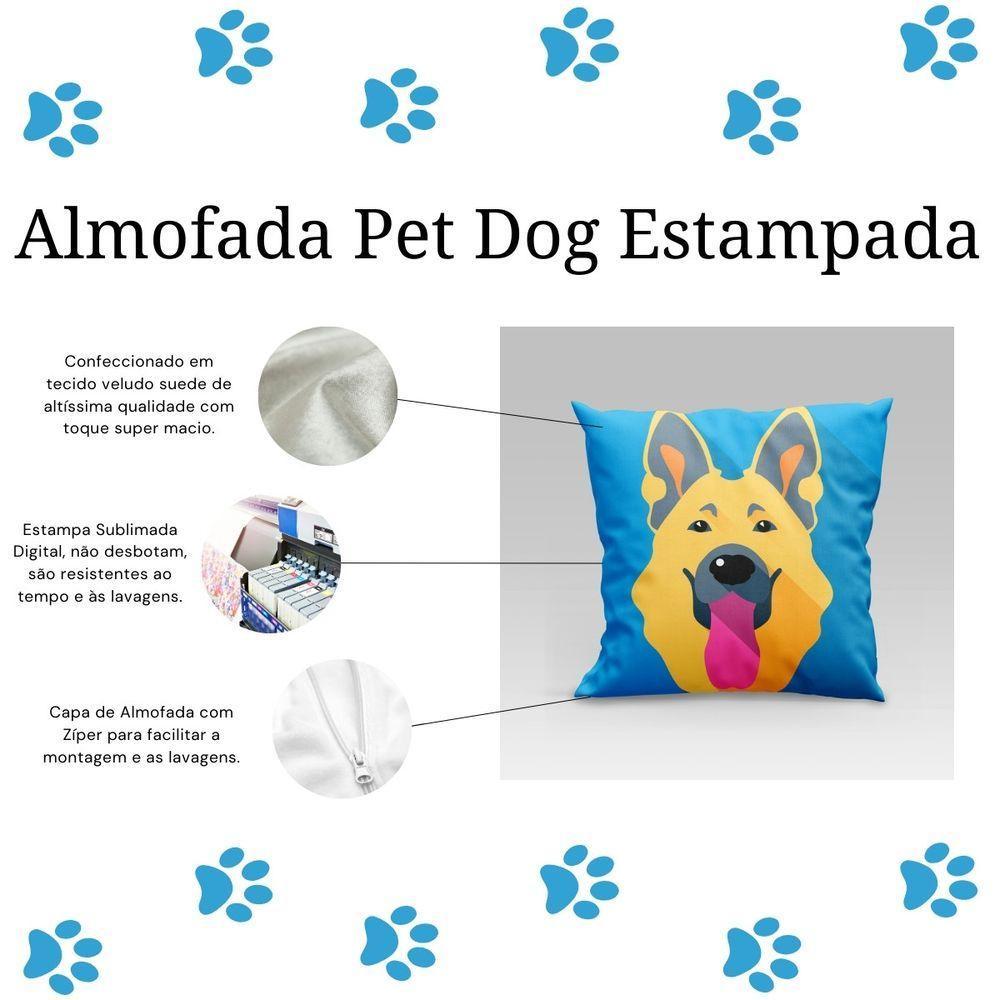 Capa De Almofada Estampada Pet Dog Em Veludo Suede 45cm X 45cm Raças Cachorros Pastor Alemão - 3