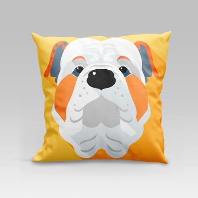 Capa De Almofada Estampada Pet Dog Em Veludo Suede 45cm X 45cm Raças Cachorros Buldogue Inglês