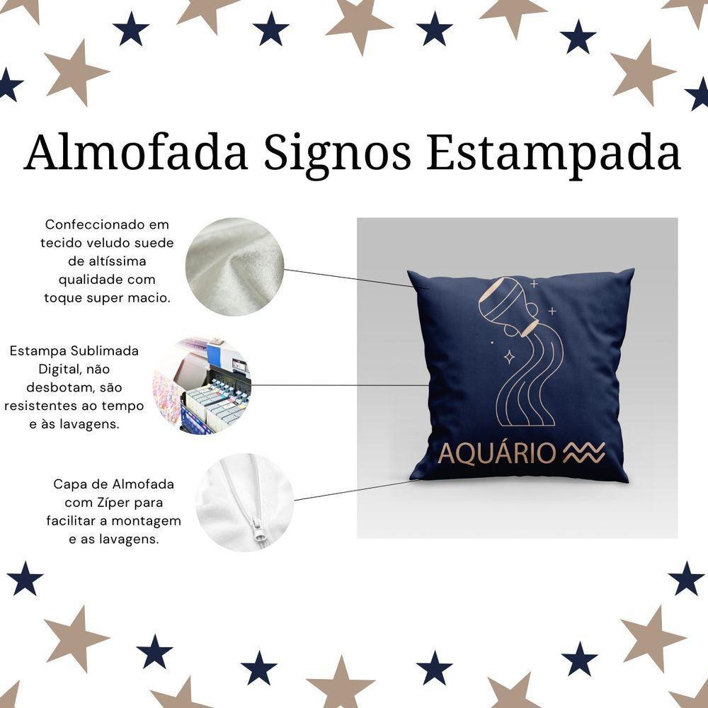 Capa De Almofada Estampada Signos Do Zodíaco Em Veludo Suede 45cm X 45cm Aquário - 4