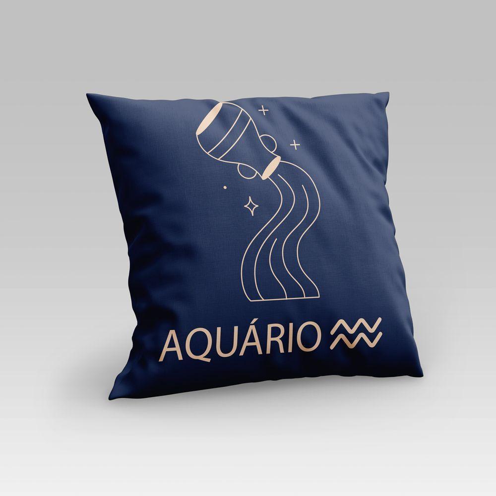 Capa De Almofada Estampada Signos Do Zodíaco Em Veludo Suede 45cm X 45cm Aquário - 5