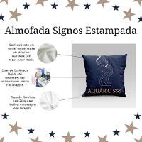 Capa De Almofada Estampada Signos Do Zodíaco Em Veludo Suede 45cm X 45cm Aquário