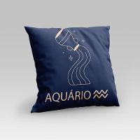 Capa De Almofada Estampada Signos Do Zodíaco Em Veludo Suede 45cm X 45cm Aquário - 5