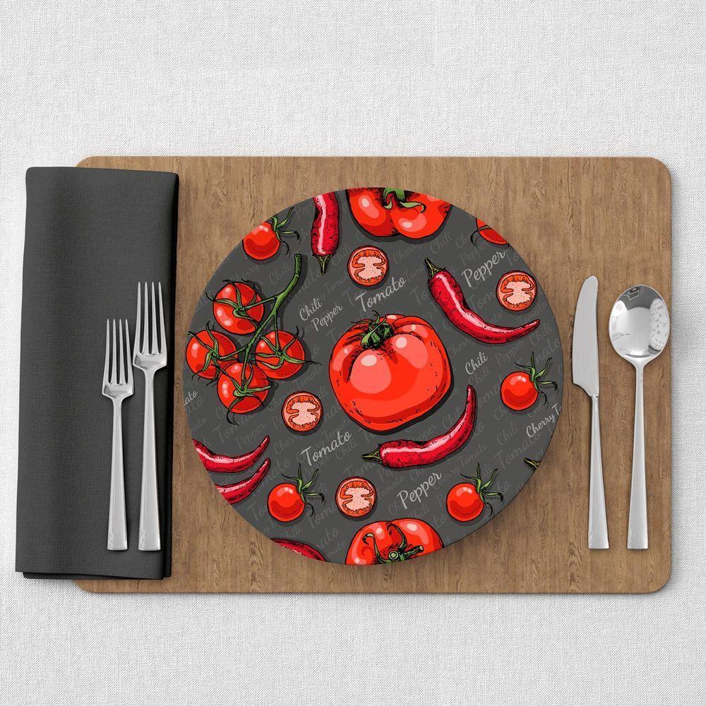 Capa De Sousplat Estampado Com Guardanapos Mesa Posta Jogo Americano 10 Lugares Pizza Preto - 2