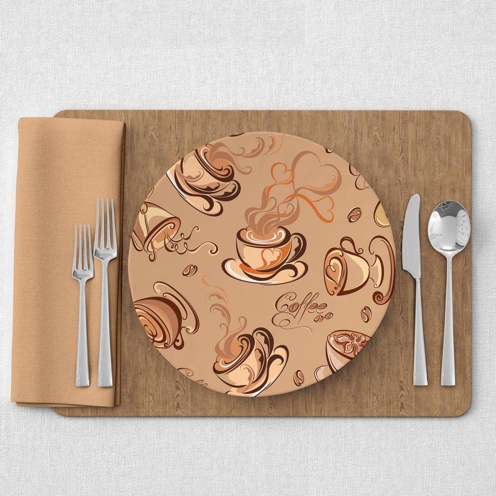 Capa De Sousplat Estampado Com Guardanapos Mesa Posta Jogo Americano 10 Lugares Pizza Preto - 8