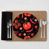 Capa De Sousplat Estampado Com Guardanapos Mesa Posta Jogo Americano 10 Lugares Pizza Preto - 3