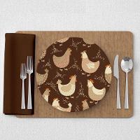 Capa De Sousplat Estampado Com Guardanapos Mesa Posta Jogo Americano 10 Lugares Pizza Preto