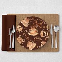 Capa De Sousplat Estampado Com Guardanapos Mesa Posta Jogo Americano 10 Lugares Pizza Preto - 6