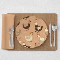 Capa De Sousplat Estampado Com Guardanapos Mesa Posta Jogo Americano 10 Lugares Pizza Preto - 7