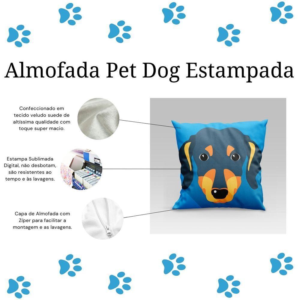 Capa De Almofada Estampada Pet Dog Em Veludo Suede 45cm X 45cm Raças Cachorros Dachshund Salsicha - 3