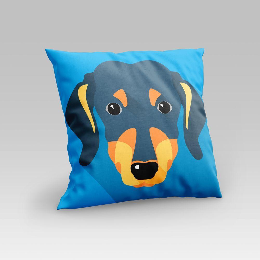 Capa De Almofada Estampada Pet Dog Em Veludo Suede 45cm X 45cm Raças Cachorros Dachshund Salsicha - 4