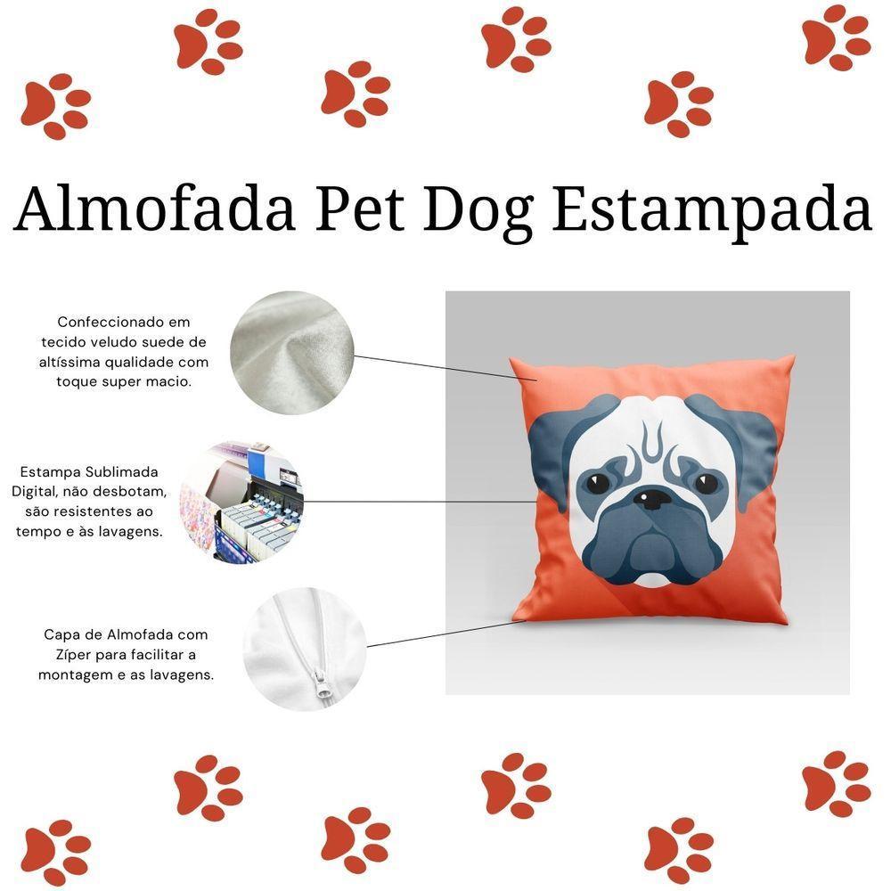Capa De Almofada Estampada Pet Dog Em Veludo Suede 45cm X 45cm Raças Cachorros Pug - 2