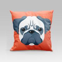 Capa De Almofada Estampada Pet Dog Em Veludo Suede 45cm X 45cm Raças Cachorros Pug - 1