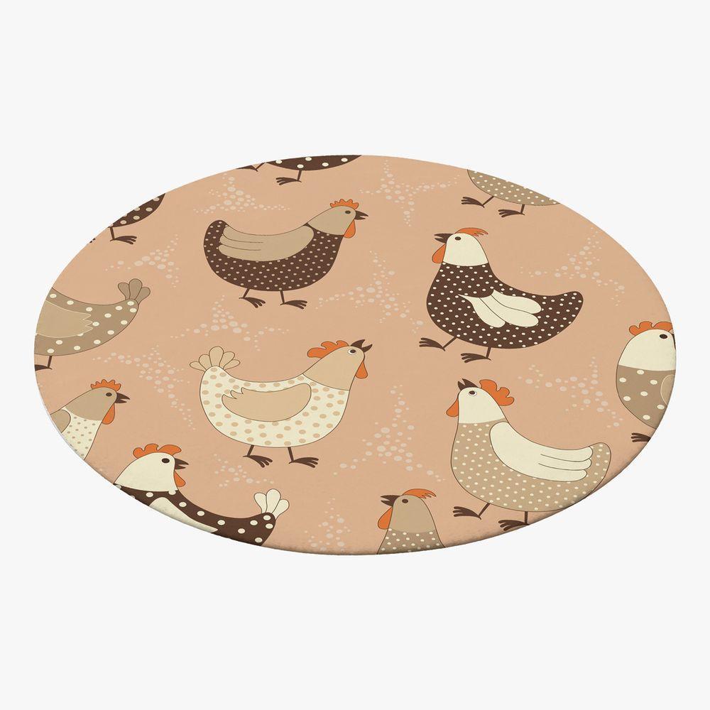 Capa De Sousplat Estampado Com Guardanapos Mesa Posta Jogo Americano 04 Lugares Galinha Bege - 8