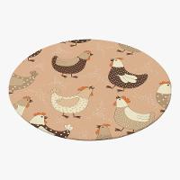 Capa De Sousplat Estampado Com Guardanapos Mesa Posta Jogo Americano 04 Lugares Galinha Bege