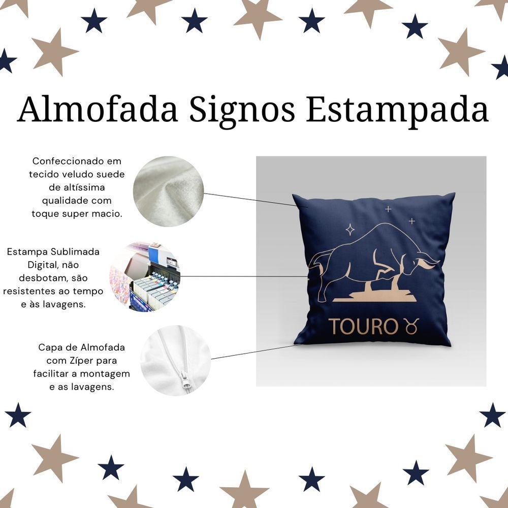 Capa De Almofada Estampada Signos Do Zodíaco Em Veludo Suede 45cm X 45cm Touro - 4