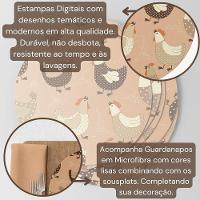 Capa De Sousplat Estampado Com Guardanapos Mesa Posta Jogo Americano 10 Lugares Galinha Bege - 2