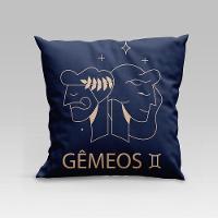 Capa De Almofada Estampada Signos Do Zodíaco Em Veludo Suede 45cm X 45cm Gêmeos - 1