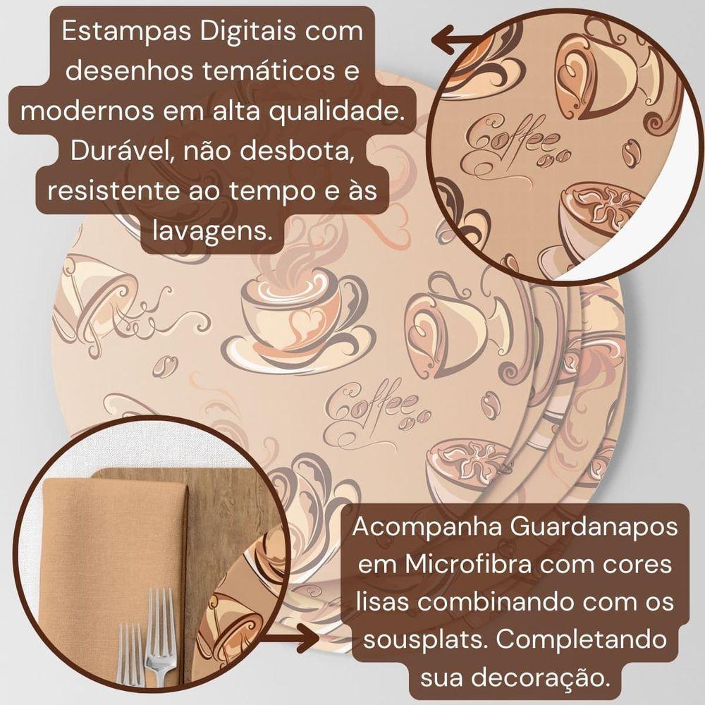 Capa De Sousplat Estampado Com Guardanapos Mesa Posta Jogo Americano 10 Lugares Café Bege - 5