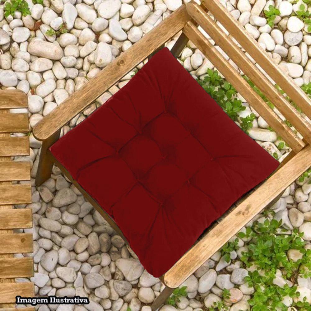 Kit 02 Almofadas Assento Futon Flat Para Cadeira 40x40 Vermelho - 2