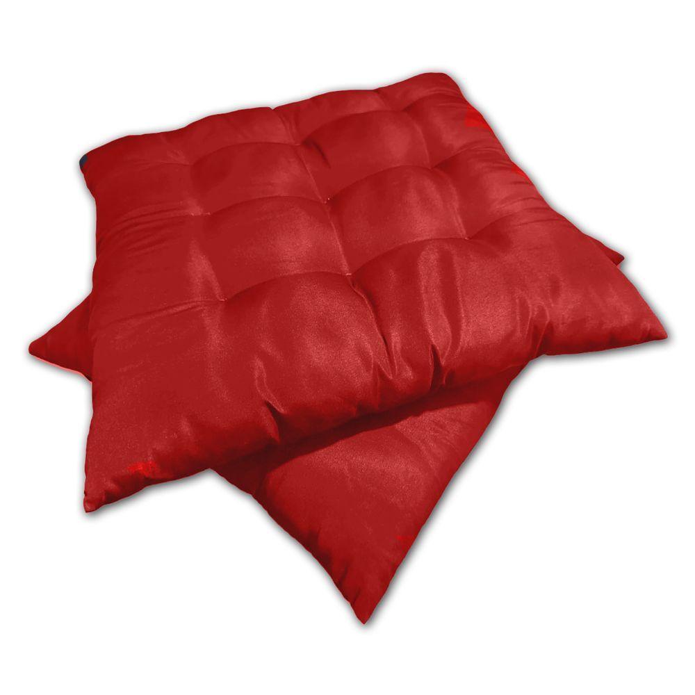 Kit 02 Almofadas Assento Futon Flat Para Cadeira 40x40 Vermelho - 6