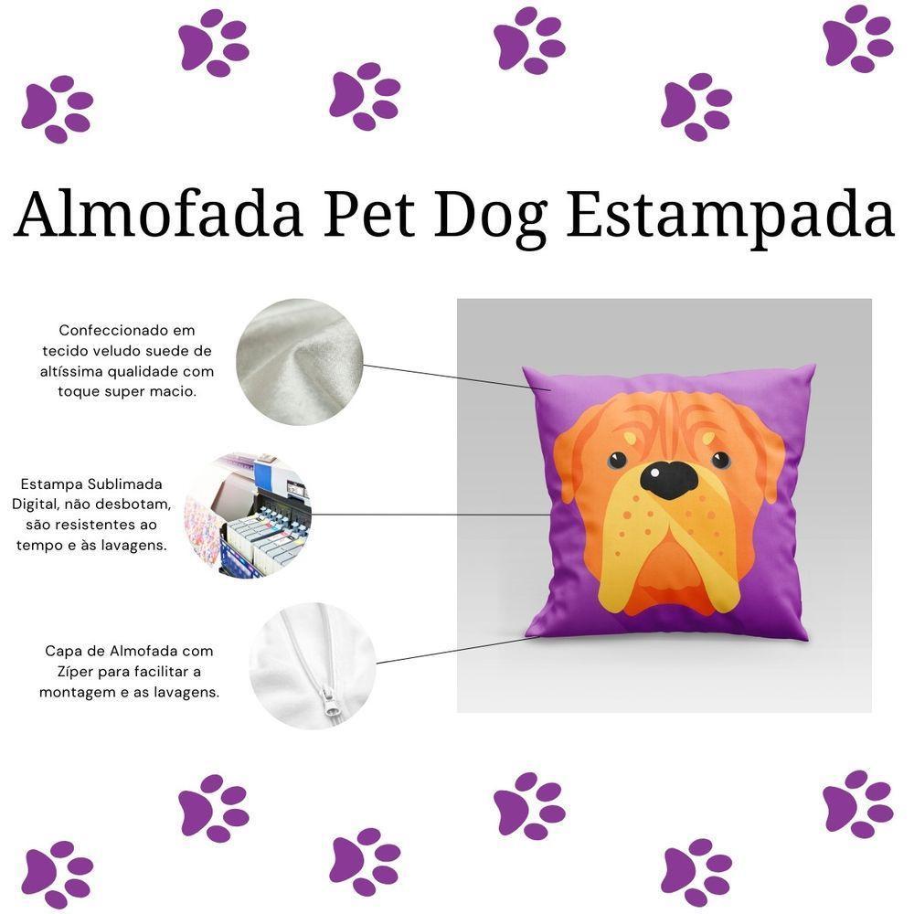 Capa De Almofada Estampada Pet Dog Em Veludo Suede 45cm X 45cm Raças Cachorros Dogue De Bordeaux - 3