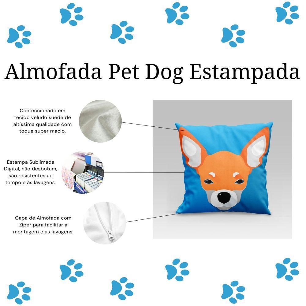 Capa De Almofada Estampada Pet Dog Em Veludo Suede 45cm X 45cm Raças Cachorros Chihuahua - 3