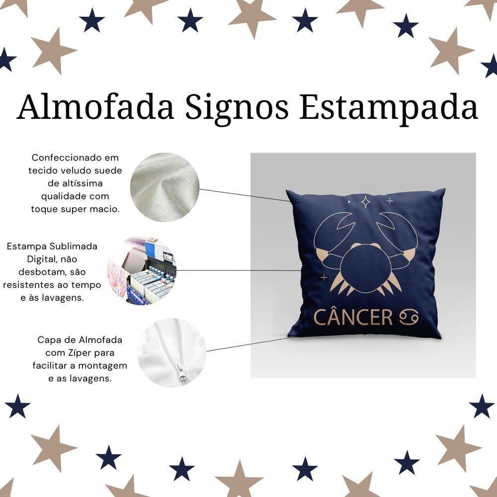 Capa De Almofada Estampada Signos Do Zodíaco Em Veludo Suede 45cm X 45cm Câncer - 4