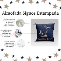 Capa De Almofada Estampada Signos Do Zodíaco Em Veludo Suede 45cm X 45cm Sagitário