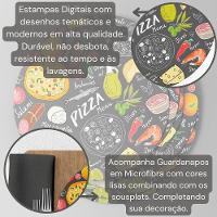 Capa De Sousplat Estampado Com Guardanapos Mesa Posta Jogo Americano 10 Lugares Pizza Cinza - 2