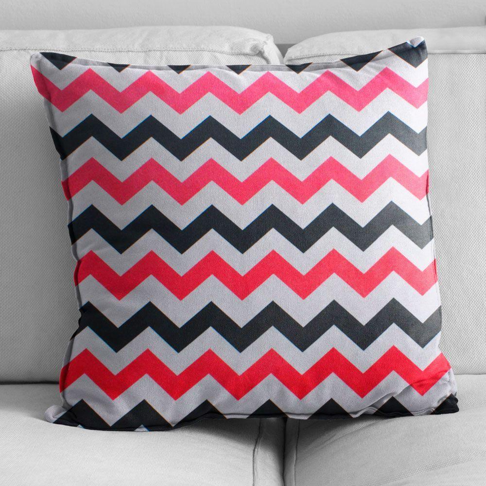Kit 04 Capas Para Almofada Tecido Estampado Zig Zag Rosa E Preto D103 42x42 Cm - D'rossi - 4