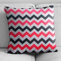 Kit 04 Capas Para Almofada Tecido Estampado Zig Zag Rosa E Preto D103 42x42 Cm - D'rossi