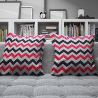 Kit 04 Capas Para Almofada Tecido Estampado Zig Zag Rosa E Preto D103 42x42 Cm - D'rossi - 5