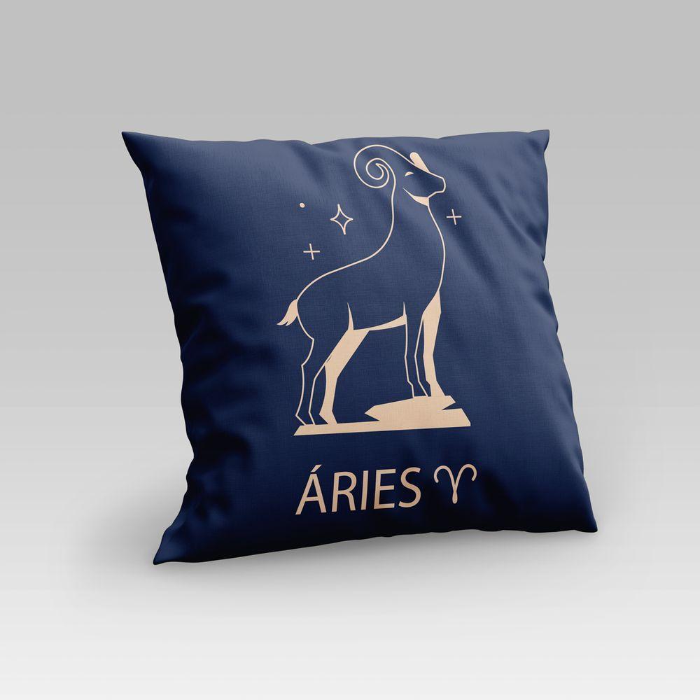 Capa De Almofada Estampada Signos Do Zodíaco Em Veludo Suede 45cm X 45cm áries - 2