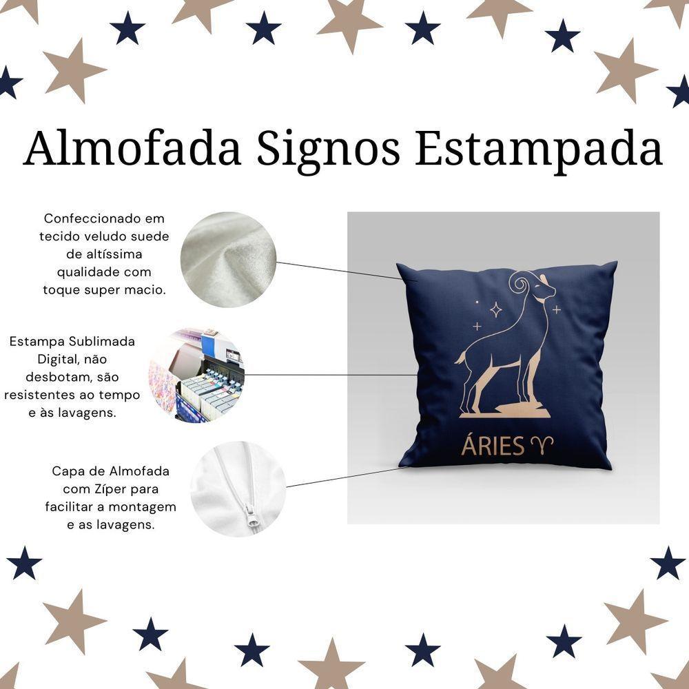 Capa De Almofada Estampada Signos Do Zodíaco Em Veludo Suede 45cm X 45cm áries - 5