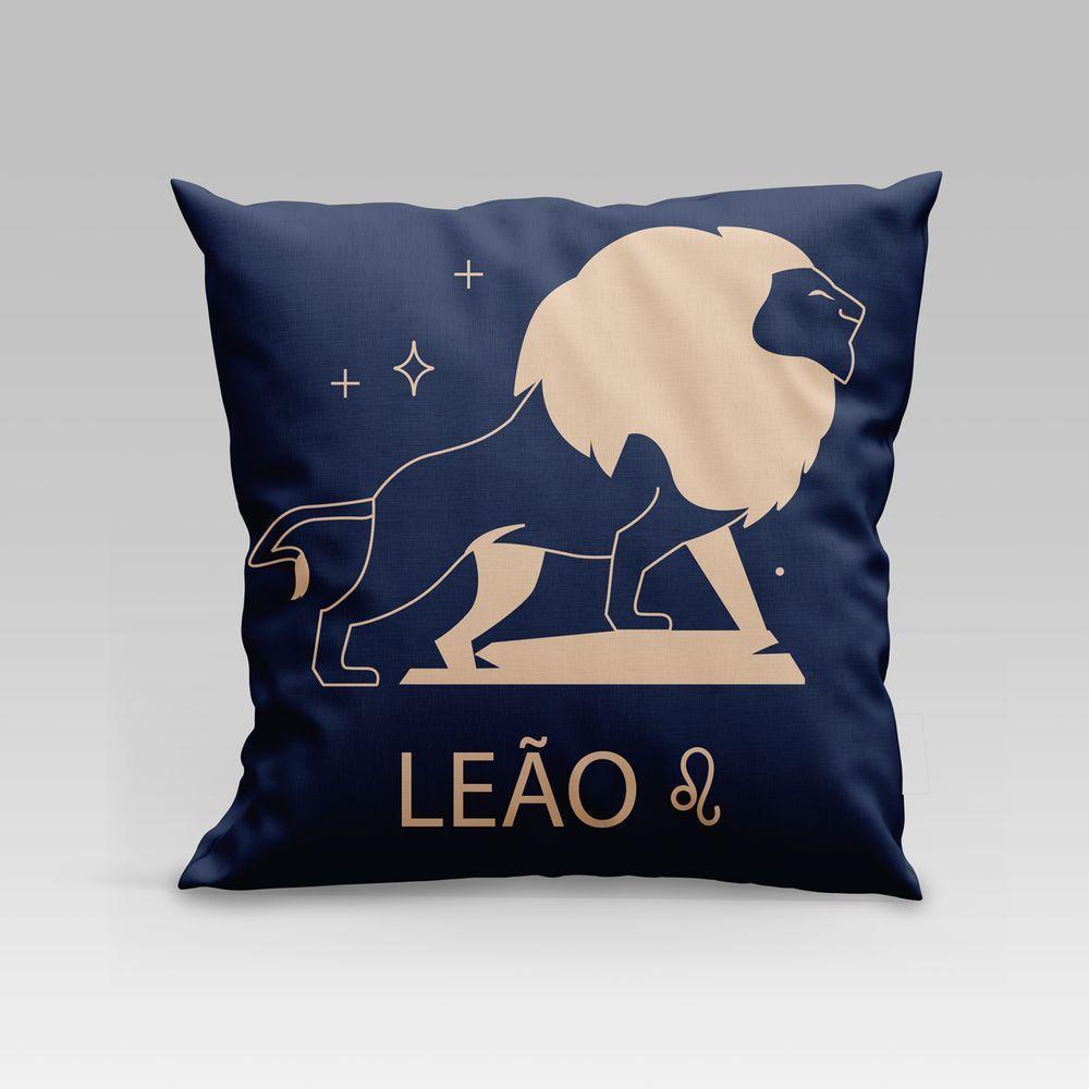 Capa De Almofada Estampada Signos Do Zodíaco Em Veludo Suede 45cm X 45cm Leão - 1