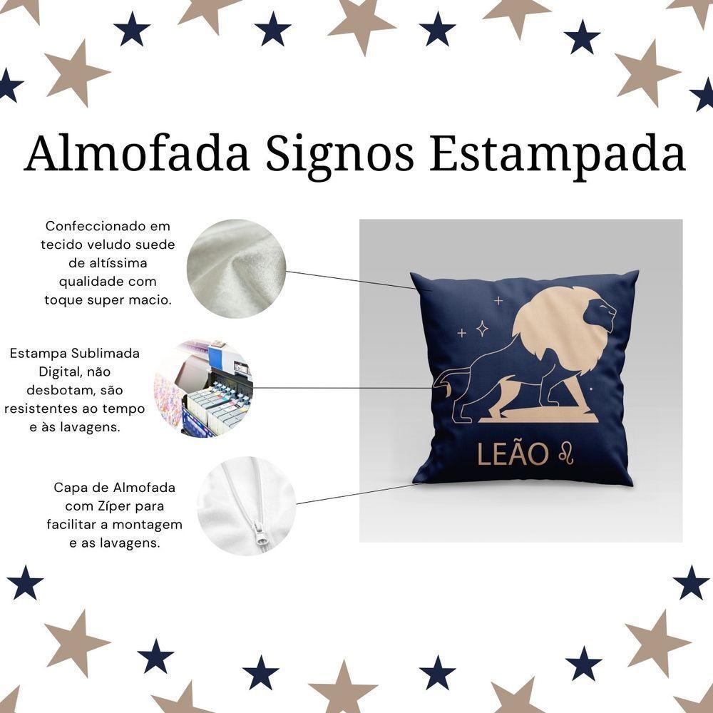 Capa De Almofada Estampada Signos Do Zodíaco Em Veludo Suede 45cm X 45cm Leão - 4