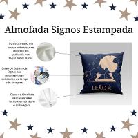 Capa De Almofada Estampada Signos Do Zodíaco Em Veludo Suede 45cm X 45cm Leão