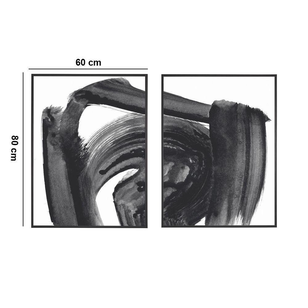 Kit 02 Quadros De Parede Decorativo Canvas Abstrasto 80 Cm M02 - D'rossi - 2